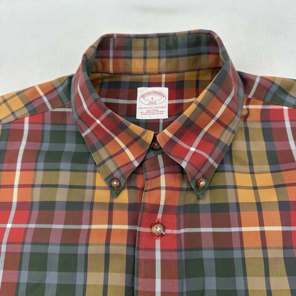 Brooks Brothers 346 Plaid Button Down Shirt Long Sleeve Casual Classic Men Sz L - Picture 3 of 9